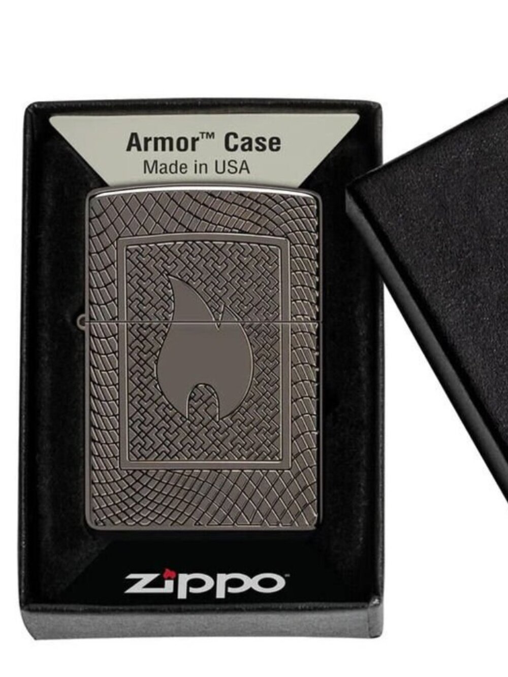 Deep Carve Armor Lighter, High Polish Black Finish Zippo Lighter